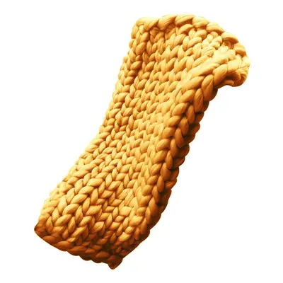 (Beige, L) Chunky Knitted Handmade Thick Blanket