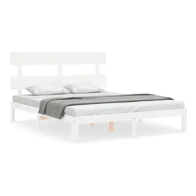 (white, x cm/with headboard) vidaXL Bed Frame Bedroom Platform Bed Mattress Foundation Bedstead 