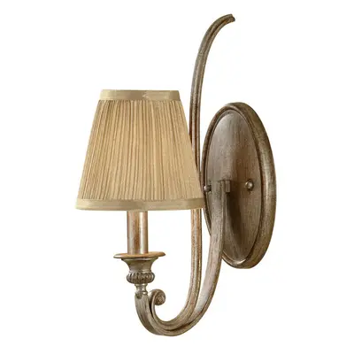 Wall Light Curved Design Gold Shade Mushroom Pleat Silver Sand LED E14 60W