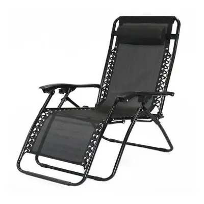 Zero Gravity Chair Oversize Garden Patio Lawn Black / Grey