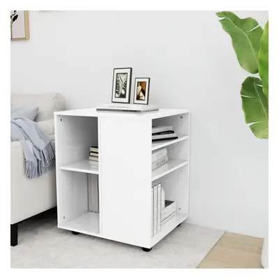 vidaXL Rolling Cabinet High Gloss White Chipboard Home Drawer Rolling Cabinet