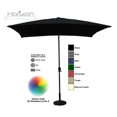 (3x2m, Black) Parasol Aluminium Crank Full & Half Shade Umbrella