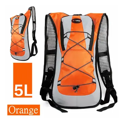 (Orange) 5L Running Hydration Backpack Rucksack 2L Straw Water Bladder Bag For Hiking Climbing