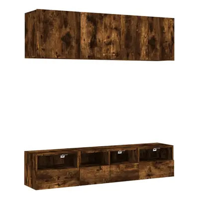 (smoked oak) vidaXL TV Wall Units Piece Floating TV Wall Unit TV Stand Engineered Wood