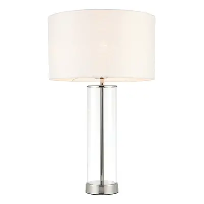 Touch Dimmable Table Lamp Nickel Glass White Shade Modern Bedside Feature Light