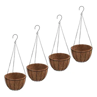 (diameter x cm) vidaXL Hanging Planters Hanging Flower Pot pcs with Coco Liners Black Steel