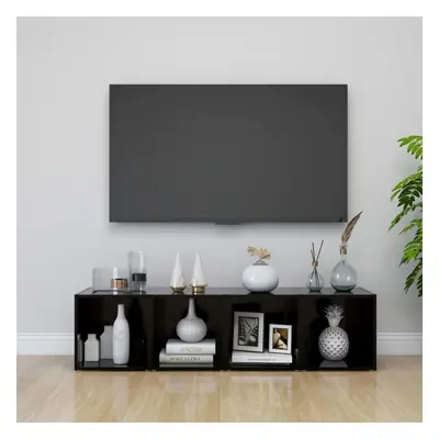 vidaXL 4x TV Cabinets Black 37x35x37 cm Chipboard Lowboard Stereo Furniture