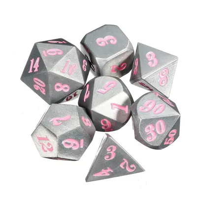 () 7Pc Solid Metal Heavy Dice Set Polyhedral Dices Role Playing Games Gadget RPG