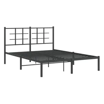 (black, x cm/with headboard) vidaXL Metal Bed Frame with Headboard Home Bed Base Bedstead Black 