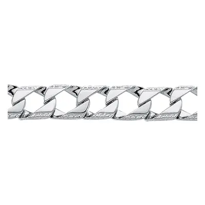 Jewelco London Mens Rhodium Plated Sterling Silver Lizard Edge Curb Bracelet 10mm 8.5 inch - ABB