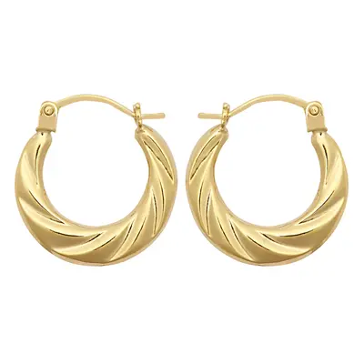 Jewelco London Ladies 9ct Yellow Gold Twisted Croissant Crescent Moon Creole Earrings - JER795