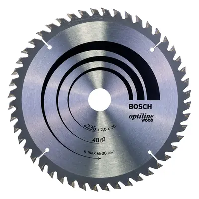 Bosch Optiline Wood Circular Hand Saw Blade, 235mm x 2.8mm x 30mm, Teeth, Silver