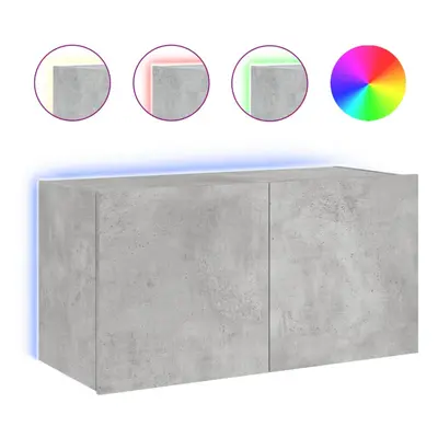 vidaXL TV Wall Cabinet with LED Lights Wall Mounted TV Units Concrete Grey