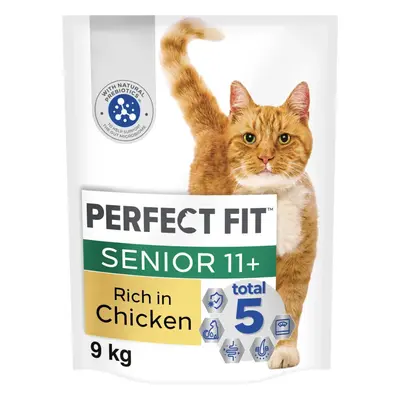 9kg Perfect Fit Advanced Nutrition Senior Complete Dry Cat Food Chicken 12x750g