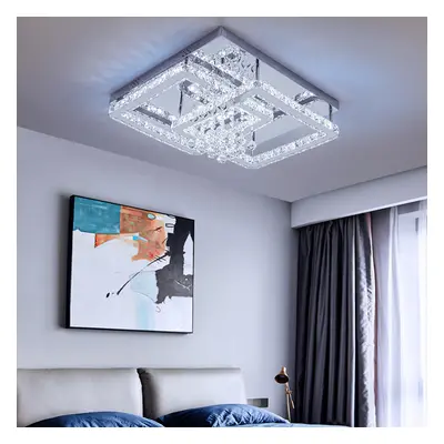 Double Tier Square Crystal Ceiling Light with Pendants