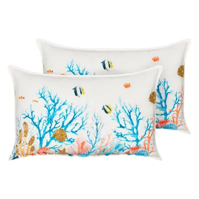 Set of Cushions Animal Pattern EELGRASS Cotton x cm Multicolour