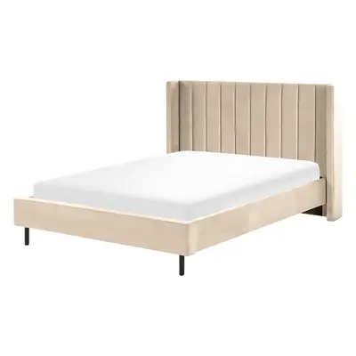 Bed VILLETTE x cm (EU Double) Velvet Beige