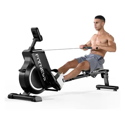 Foldable Magnetic Rowing Machine with Levels Resistance, Silent Full-Body Workout, and Real-Time