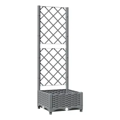 (light grey, x x 121.5 cm) vidaXL Garden Planter with Trellis PP Outdoor Raised Bed Flower Pot P