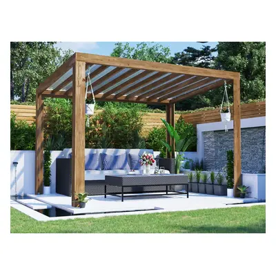 Dunster House Wooden Pergola with Roof 3.5m x 2.5m Canopy TerraCube