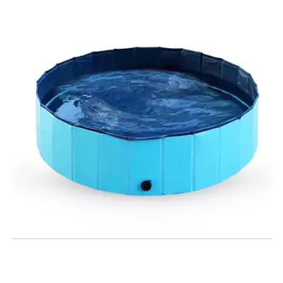 (Blue) Pet Pool PVC Foldable Paddling Pool Pet Bathtub Folding Basin For Dogs Cats Shower Swimmi