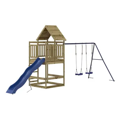 (solid impregnated pinewood) vidaXL Outdoor Playset Playhouse Play Tower Playground Set Solid Wo