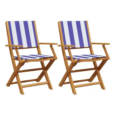 (blue and white, pcs) vidaXL Garden Chairs Outdoor Chair Dining Chair Solid Wood Acacia and Fabr