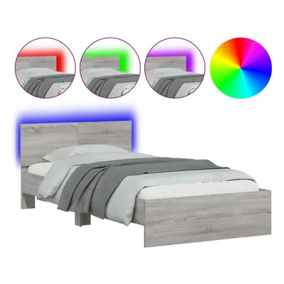 (grey sonoma, x cm) vidaXL Bed Frame with Headboard and LED Bed Base Mattress Foundation Bedstea