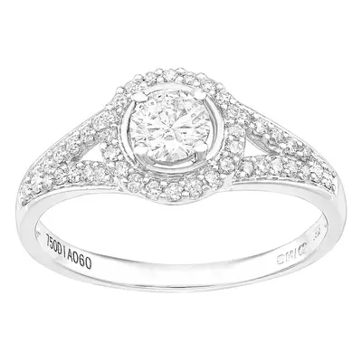 (N) Jewelco London 18ct White Gold Round Halo 0.60ct Diamond Engagement Ring - Size J