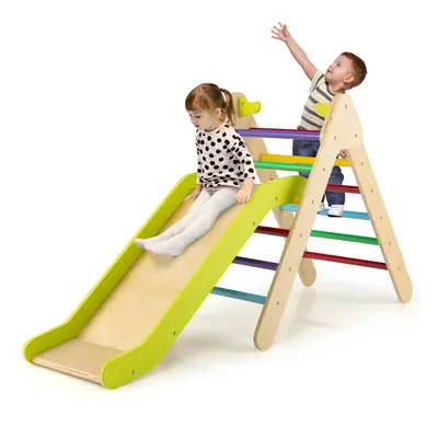 2-in-1 Triangle Climbing Set Wooden Triangle Climber Kids Climbing Toy