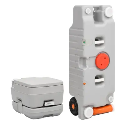 (grey, 41.5 x 36.5 x cm) vidaXL Portable Camping Toilet and Water Tank Set Mobile Toilet Camping