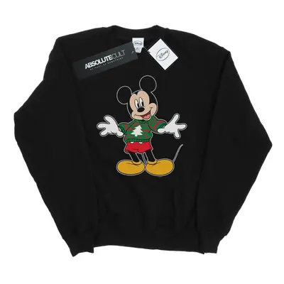 (4XL, Black) Disney Mens Mickey Mouse Christmas Jumper Stroke Sweatshirt