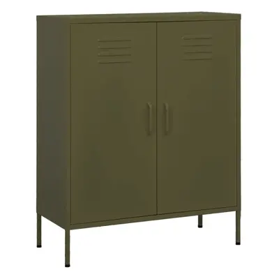 vidaXL Storage Cabinet Olive Green Steel Home Sideboard Cupboard Bookcase