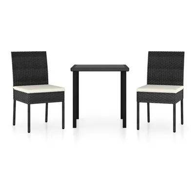 vidaXL Outdoor Dining Set Piece with Cushions Poly Rattan Black Patio Seat