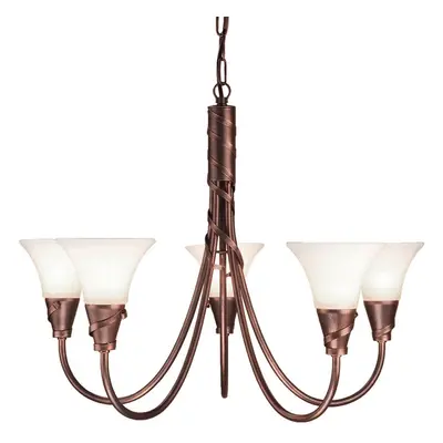 5 Bulb Chandelier Hanging Pendant LIght Copper Patina LED E14 60W Bulb