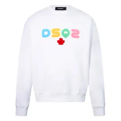 (L) Dsquared2 Multi Coloured DSQ2 Logo White Sweatshirt