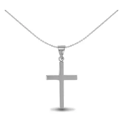 Jewelco London Sterling Silver solid stamped Cross Pendant - inch Chain - APX013