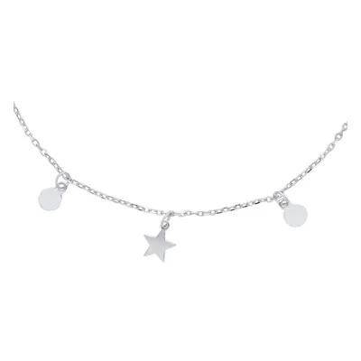 Jewelco London Ladies Rhodium Plated Sterling Silver Moons Stars & Planets Hanging Mini Disc Cha