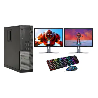 Fcs Fast Gaming Dell Bundle Pc Computer Full Set Dual Monitor Intel I3 8Gb Ram Gt730