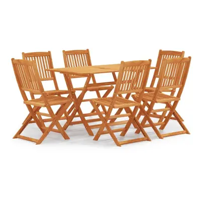 vidaXL Folding Outdoor Dining Set Piece Solid Eucalyptus Wood Table & Chair