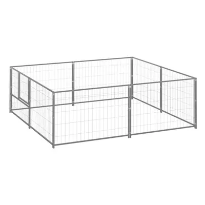 vidaXL Dog Kennel Silver m? Steel Puppy Enclosure Outdoor Patio Dog Cage