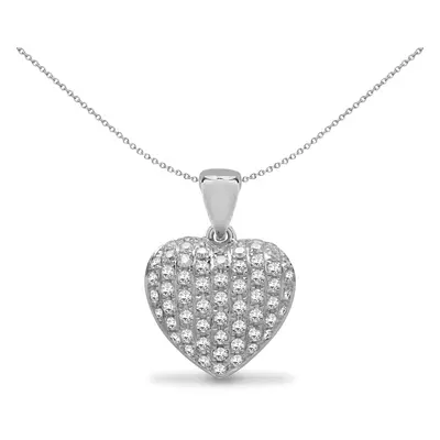 Jewelco London Solid 18ct White Gold Pave Set Round G SI1 0.35ct Diamond Domed Love Heart Cluste