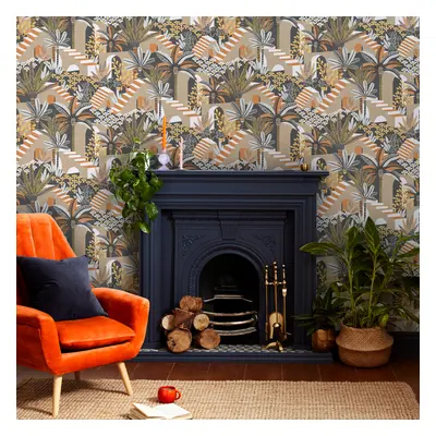 Envy Vacay Ochre Natural Floral Wallpaper