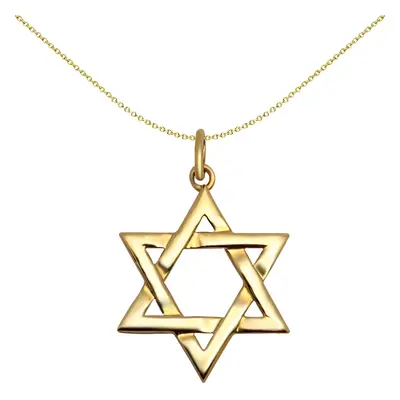 Jewelco London Solid 9ct Yellow Gold Magen David Star Charm Pendant - JPD139