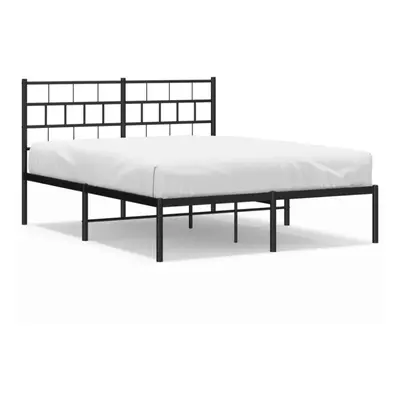 (black, x cm/with headboard) vidaXL Metal Bed Frame Bedroom Platform Bed Base Bedstead Mattress 