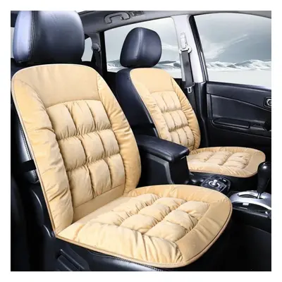 (Beige) Universal Plush Slip Car Seat Cushion