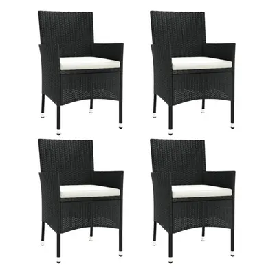 vidaXL Garden Chairs Outdoor Armchair with Cushions pcs Black Poly Rattan