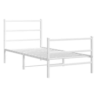 vidaXL Metal Bed Frame with Headboard and FootboardÂ White 90x190 cm Single