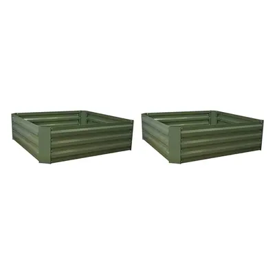 Set of x Metal Raised Vegetable Beds in Green (100cm x 30cm)