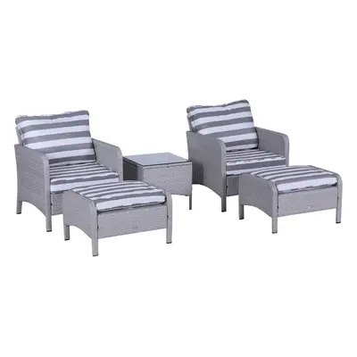 Outsunny Pieces Outdoor Patio Furniture Set Wicker Conversation Set Grey